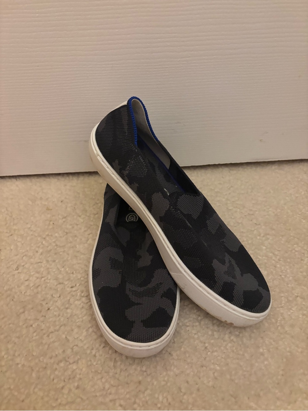 Rothy's Women's Slip-On Camouflage Knit Sneakers - Black & Gray Size 7.5
